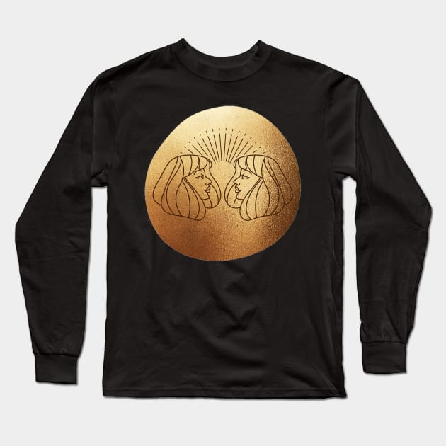 Gemini Girls Metallic Gold Long Sleeve T-Shirt by Faeblehoarder